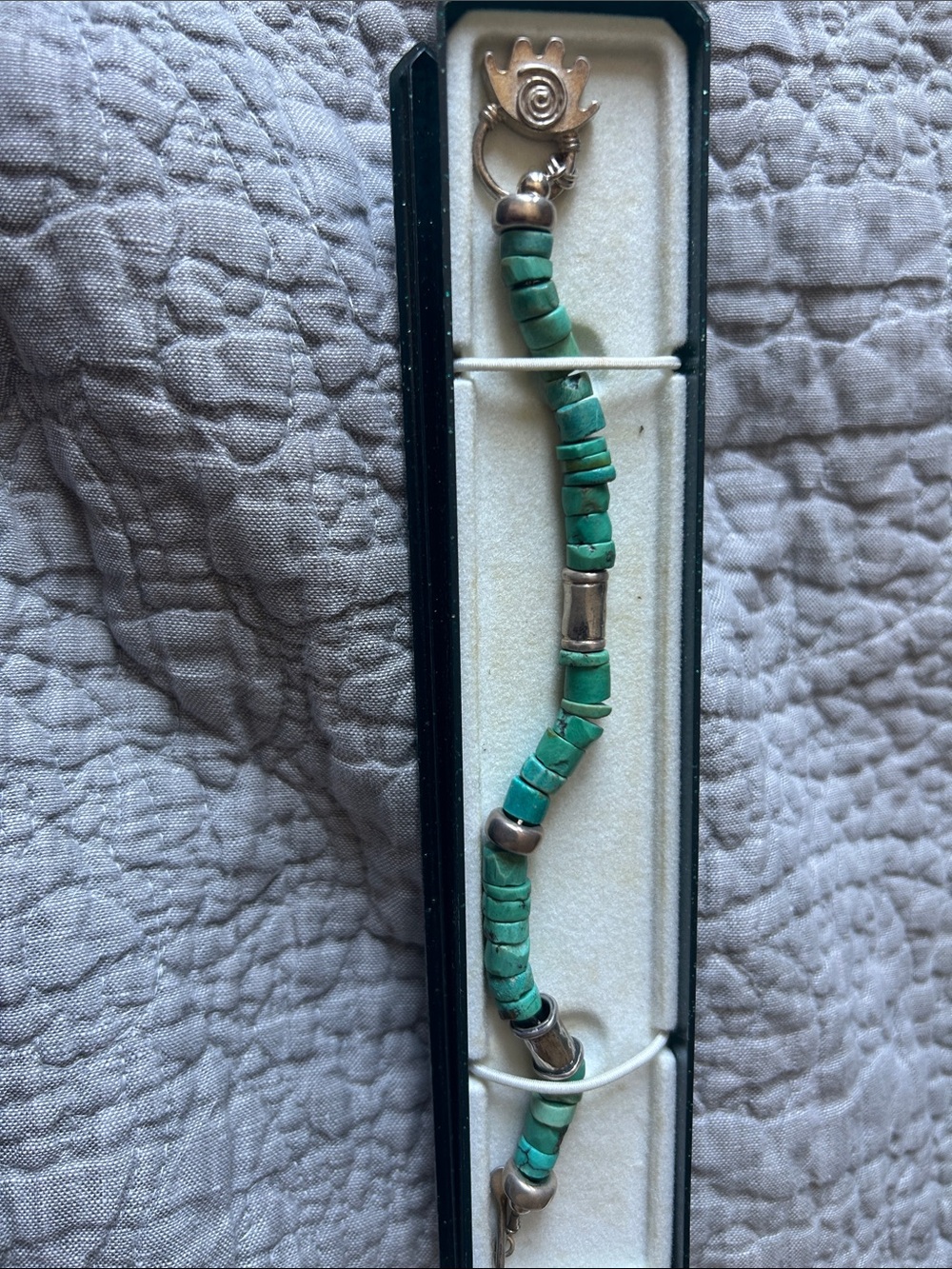 Turquoise Beaded Bracelet with Silver Accents - Women Jewelry